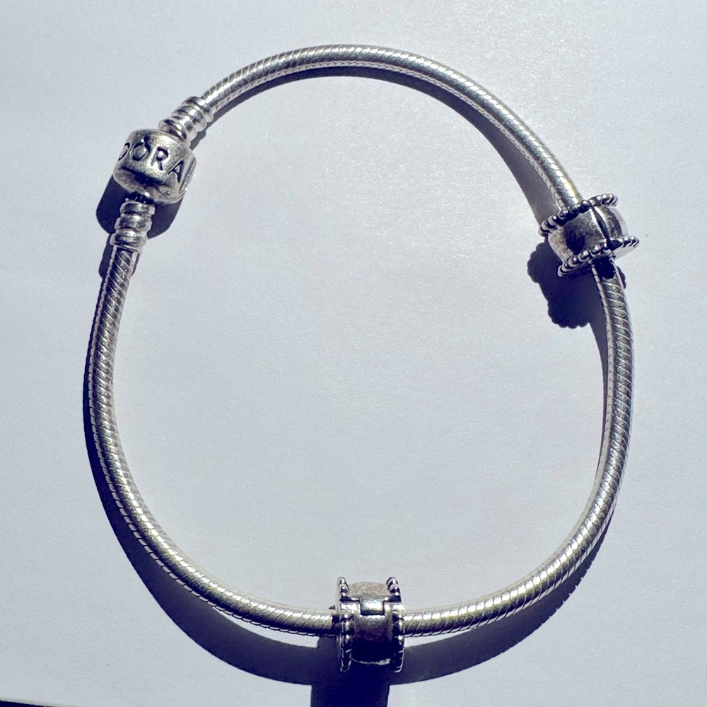 Womens Vintage Estate Sterling Silver Pandora Bracelet